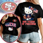 San Francisco 49ers | Premium NFL Hello Kitty Celebrates 250th Anniversary Women Shirt NP - Image 2