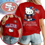 San Francisco 49ers | Premium NFL Hello Kitty Celebrates 250th Anniversary Women Shirt NP - Image 3