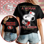 San Francisco 49ers | Premium NFL Never Underestimate A Nurse Women Shirt NY - Image 2