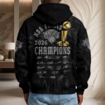 New York Knicks 2026 NBA Finals Champions 3D Unisex Waffle Hoodie - Image 5