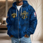 New York Knicks 2026 NBA Finals Champions 3D Unisex Waffle Hoodie - Image 2