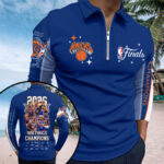 New York Knicks 2026 NBA Finals Champions Zip Polo Shirt - Image 2