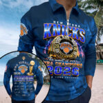 New York Knicks 2026 NBA Finals Champions Zip Polo Shirt - Image 2