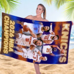 New York Knicks NBA Champions 2026 Rectangle Beach Towel - Image 2