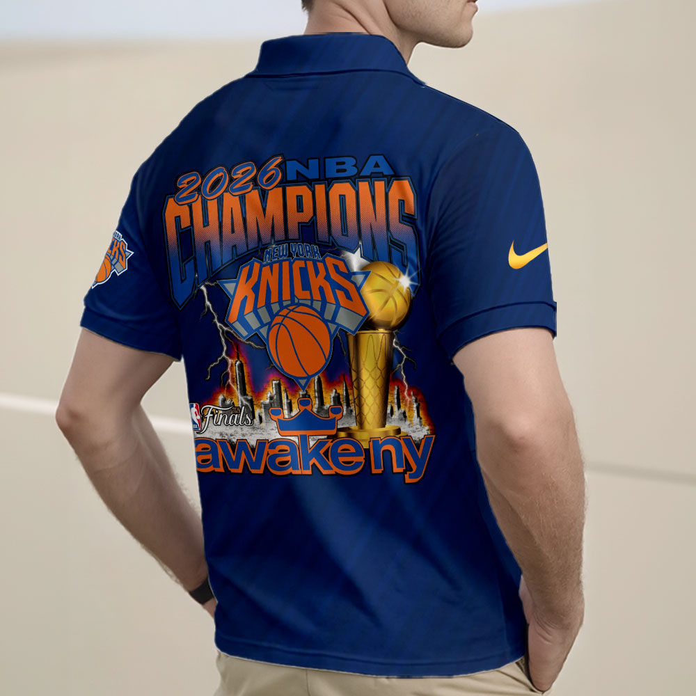 New York Knicks 2026 NBA Finals Champions Zip Polo Shirt - Image 2