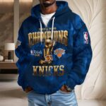 New York Knicks 2026 NBA Finals Champions 3D Unisex Waffle Hoodie - Image 3