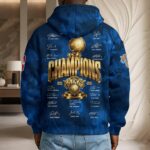 New York Knicks 2026 NBA Finals Champions 3D Unisex Waffle Hoodie - Image 2