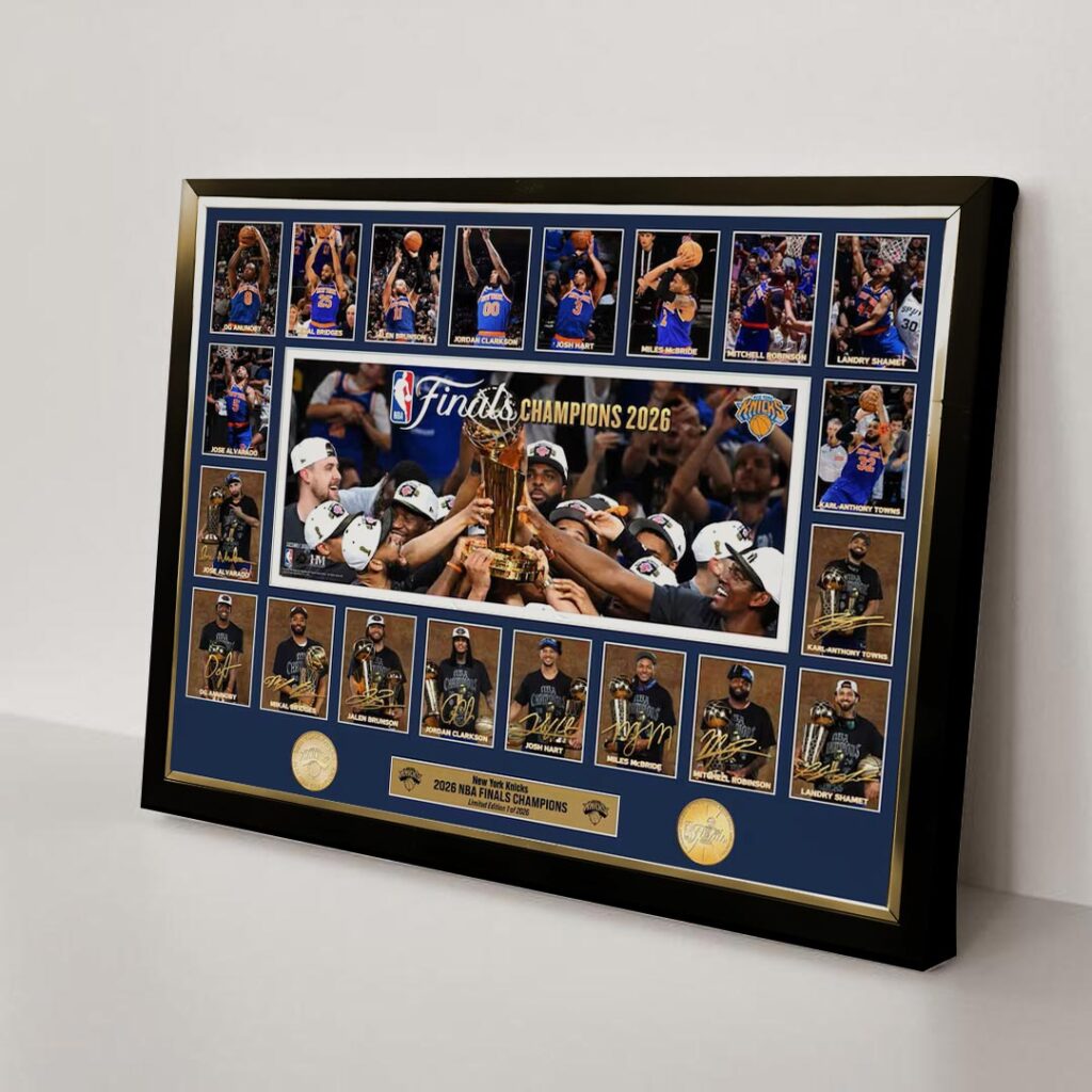 New York Knicks 2026 NBA Finals Champions Rectangle Canvas With Inner Frame - Image 2