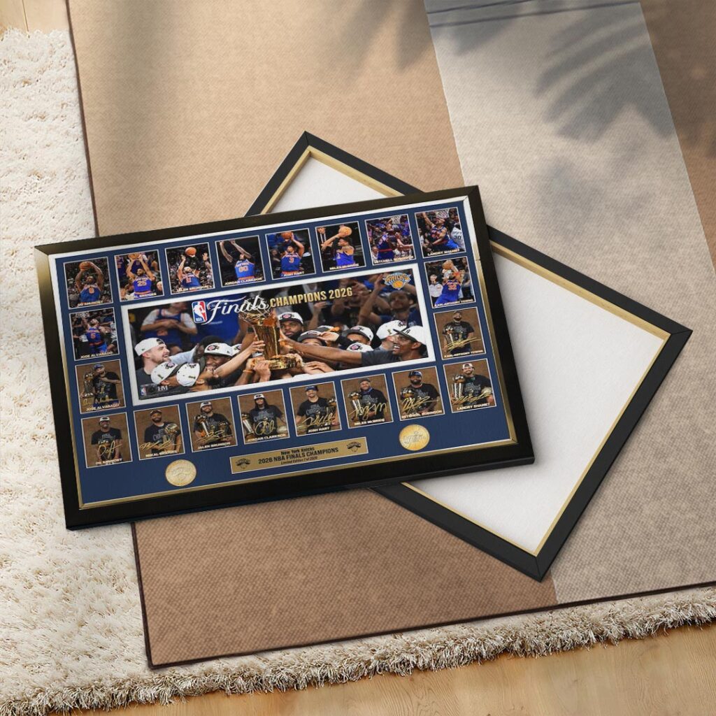 New York Knicks 2026 NBA Finals Champions Rectangle Canvas With Inner Frame - Image 3