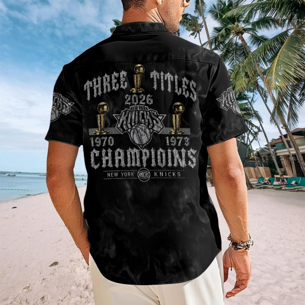New York Knicks 2026 NBA Finals Champions Short Sleeve Button-Down Shirt - Image 3