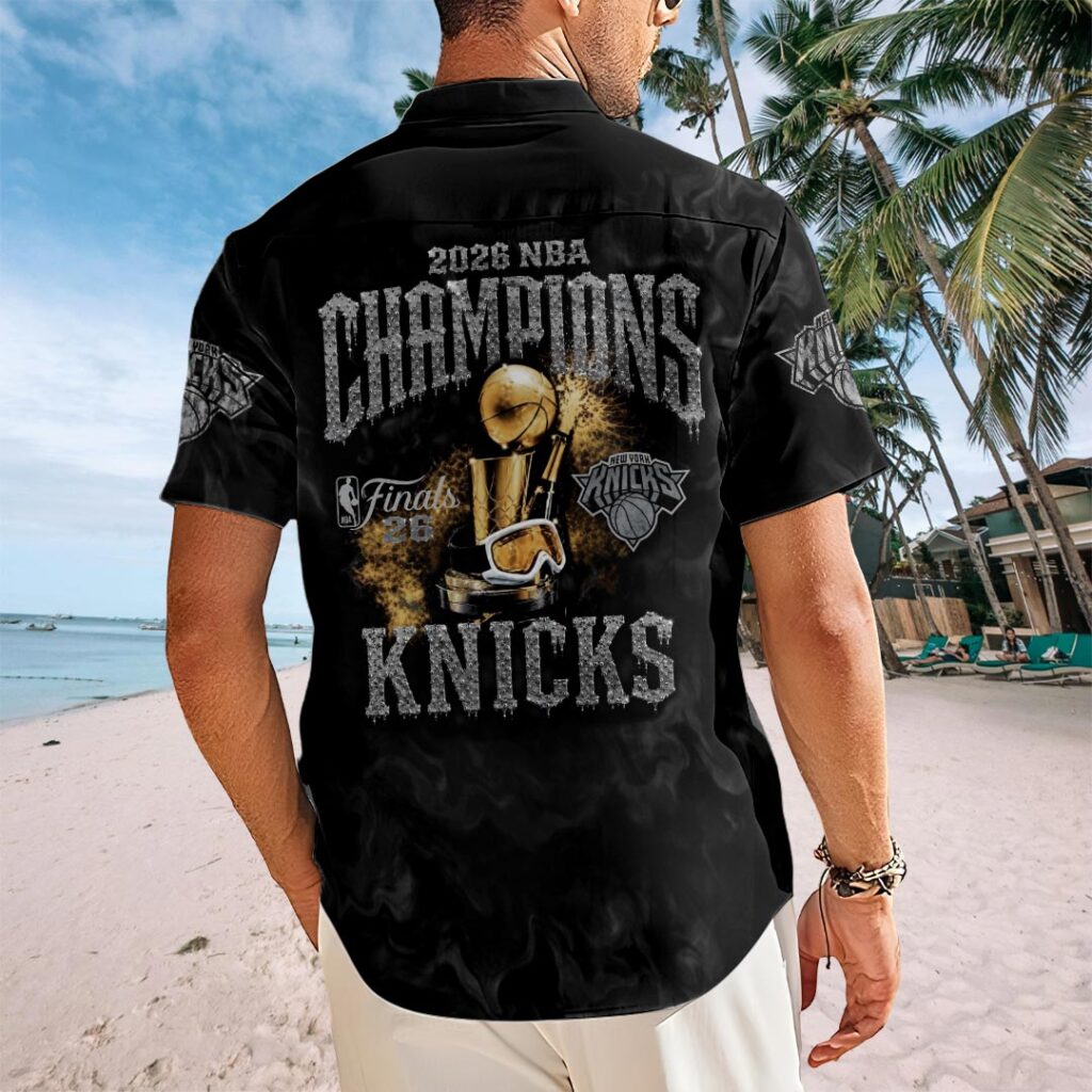 New York Knicks 2026 NBA Finals Champions Short Sleeve Button-Down Shirt - Image 3