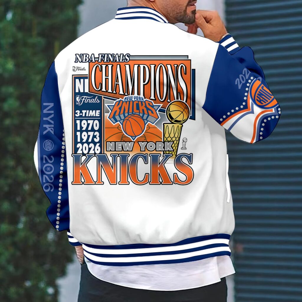 New York Knicks 2026 NBA Finals Champions Varsity Jacket - Image 3