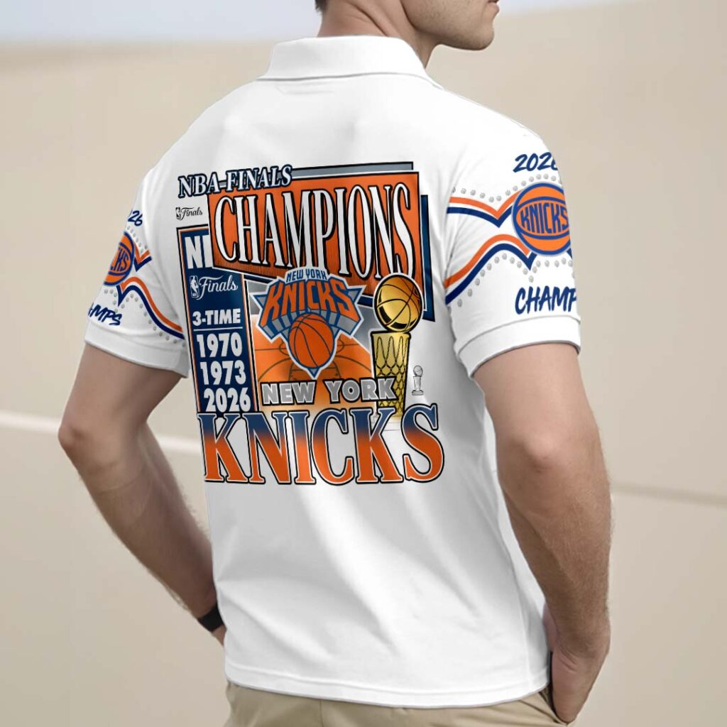 New York Knicks 2026 NBA Finals Champions Zip Polo Shirt - Image 2