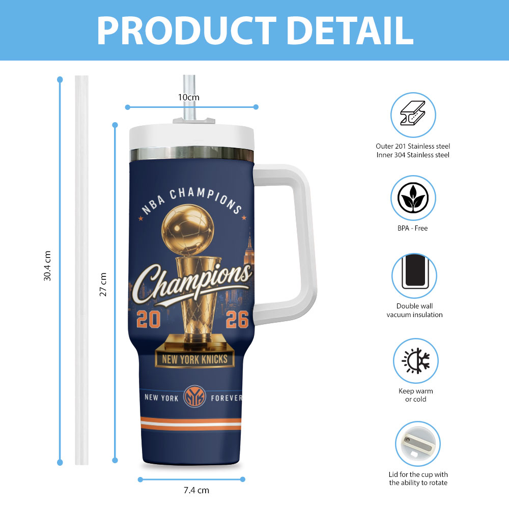 New York Knicks NBA Finals Champions 2026 40oz Tumbler - Image 4