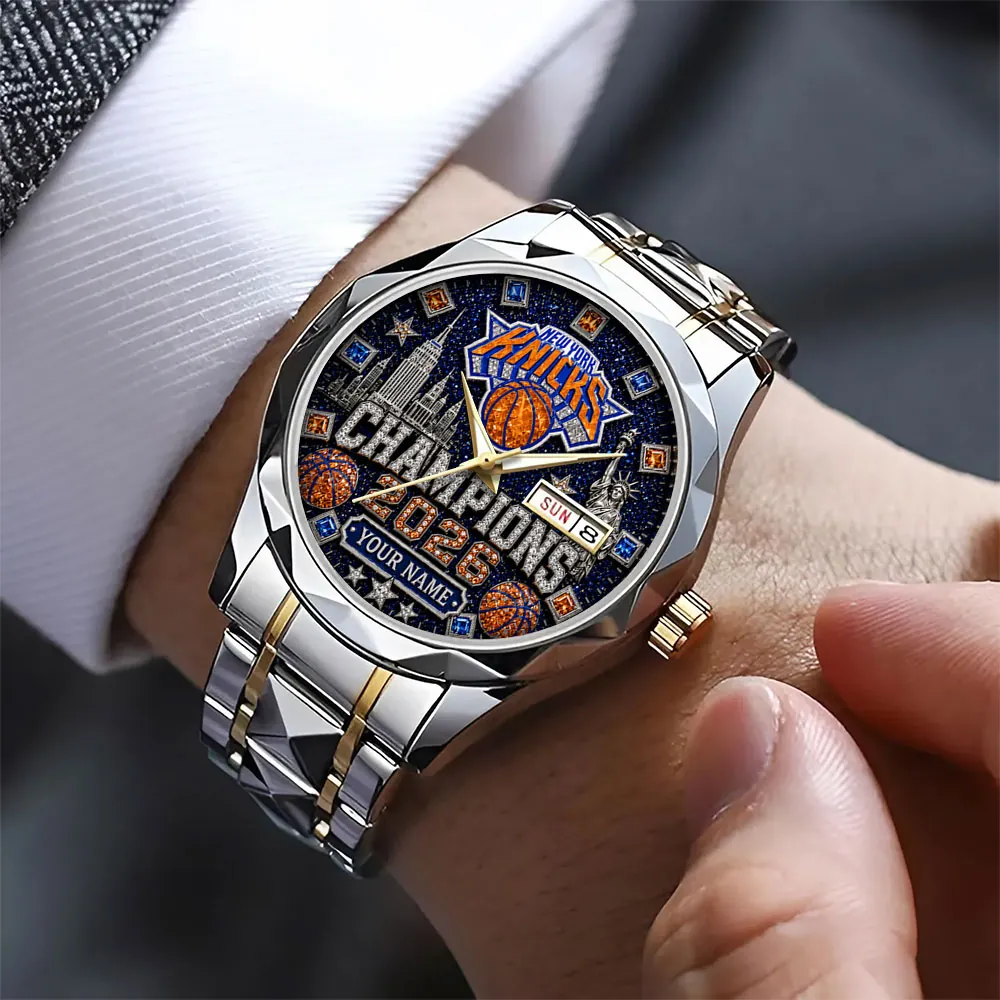 Personalized New York Knicks NBA Finals Champions 2026 Alloy Luxury Quartz Watch - Image 3