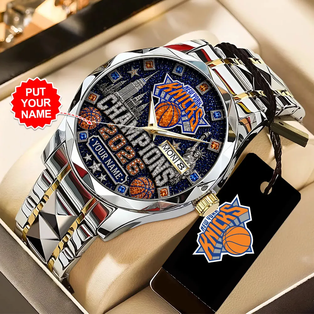 Personalized New York Knicks NBA Finals Champions 2026 Alloy Luxury Quartz Watch - Image 2