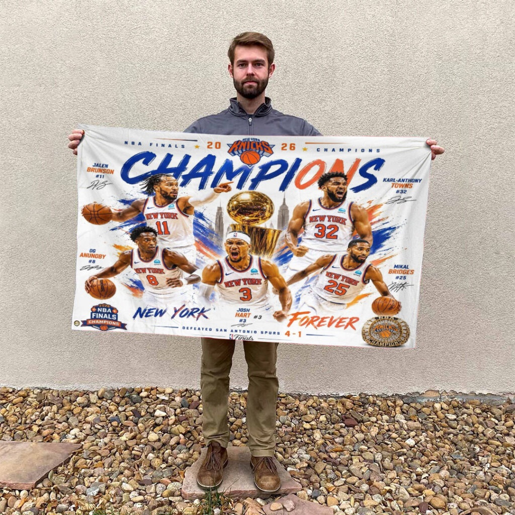 New York Knicks NBA Finals Champions 2026 3D Double-side House Flag - Image 2