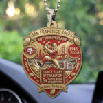 San Francisco 49ers 80th Anniverasry Custom shape 1-sided Acrylic Car Ornament