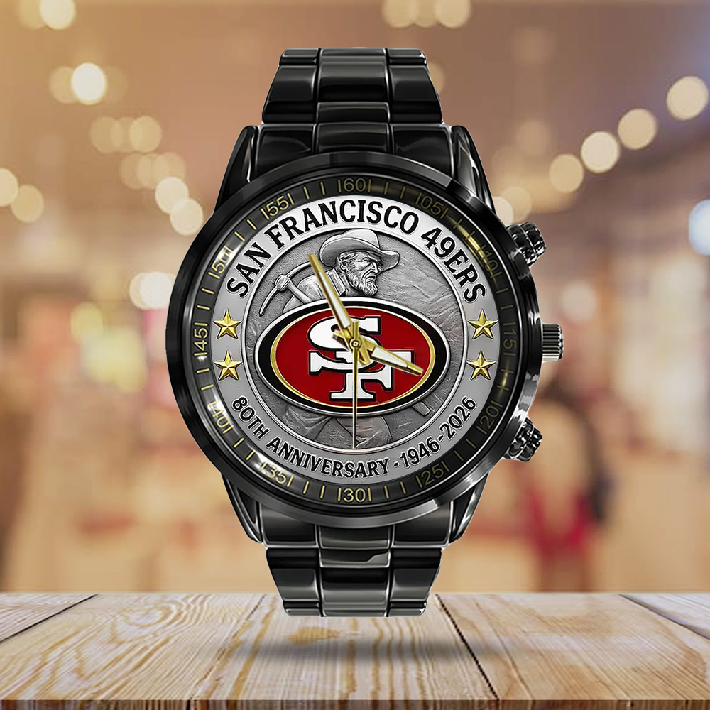 San Francisco 49ers 2026 Anniversary Black Stainless Steel Watch - Image 3