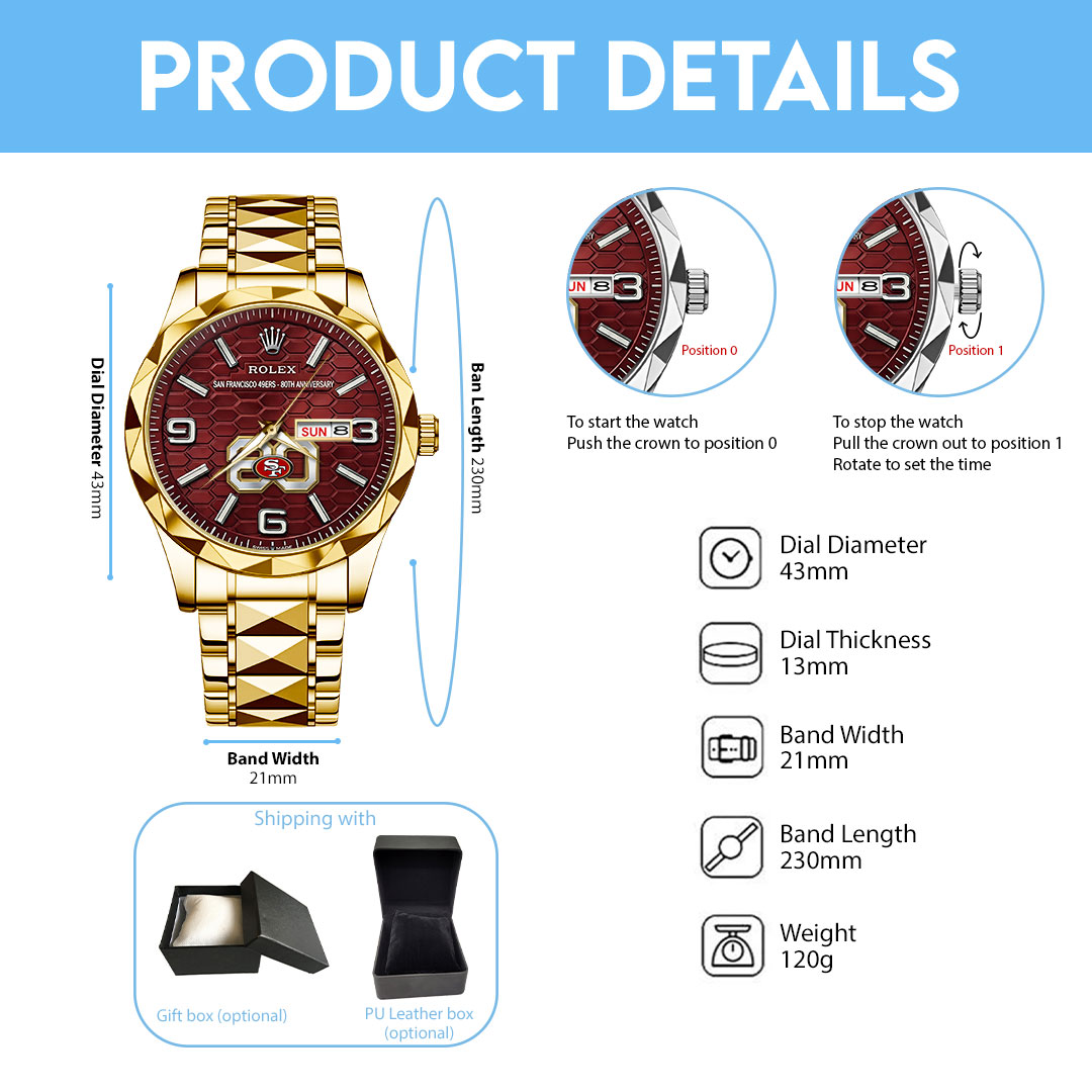 San Francisco 49ers 80th Anniverasry Alloy Luxury Quartz Watch - Image 5