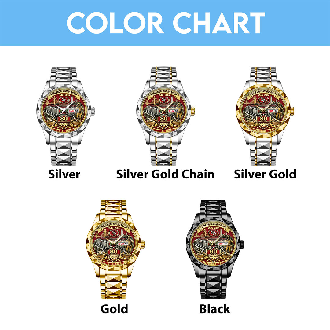 San Francisco 49ers 80th Anniversary Alloy Luxury Quartz Watch - Image 4