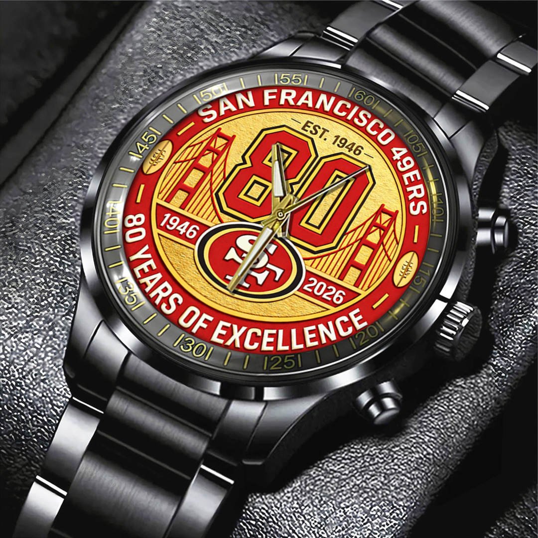 San Francisco 49ers 80th Anniversary 2026 Black Stainless Steel Watch - Image 2