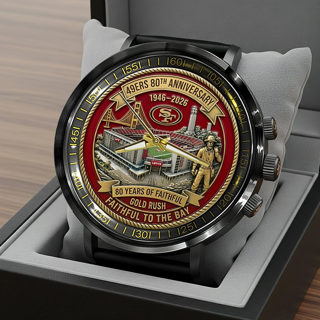 San Francisco 49ers 80th Anniversary Black Stainless Steel Watch - Image 2