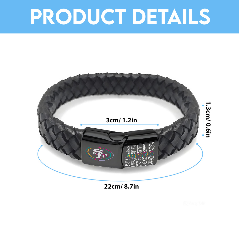 San Francisco 49ers Crucial Catch 2025 Braided Leather Bracelet - Image 3