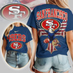 San Francisco 49ers | Premium NFL Freedom Eagle Women Shirt TD - Image 3