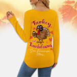 San Francisco 49ers | Premium NFL Turkey and Touchdowns V-neck Long Sleeve Shirt TD - Image 3