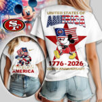 San Francisco 49ers | Premium NFL Mickey Celebrate America Women Shirt TD